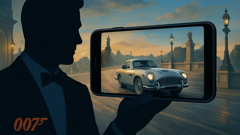 Джеймс Бонд за рулём Aston Martin в игре 007 First Light на мобильном экране