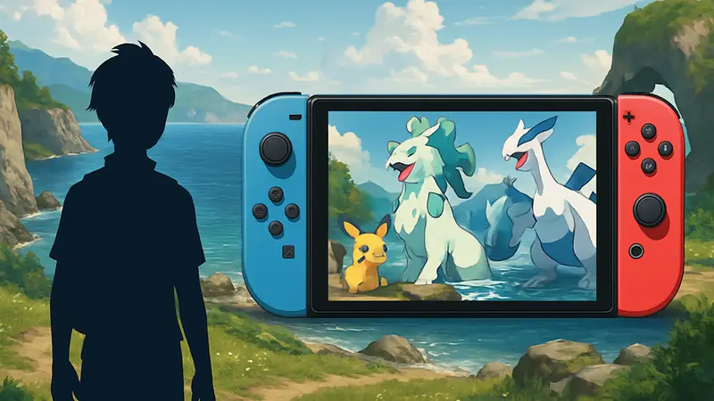 Арт с покемонами из Pokemon Winds and Waves, показывающий детализированную графику на фоне Nintendo Switch 2.