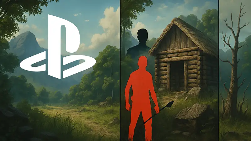 Логотип PlayStation и обложка игры в жанре выживания, доступной бесплатно.
