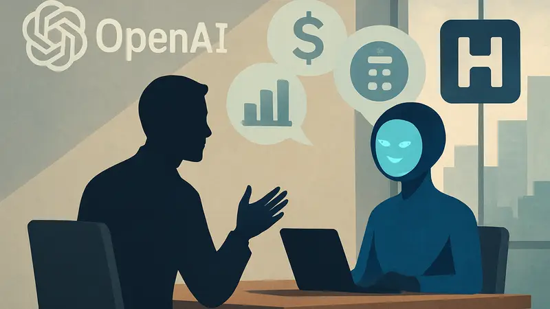 Логотип OpenAI и Hiro, концепт ИИ-помощника для финансовых консультаций и планирования.