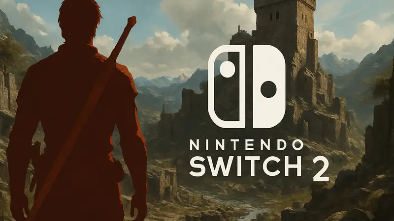 Кадр из игры Crimson Desert с логотипом Nintendo Switch 2