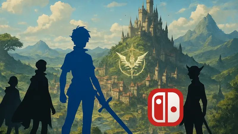 Обложка Metaphor: ReFantazio с персонажами в фэнтезийном мире и логотипом Nintendo Switch 2.