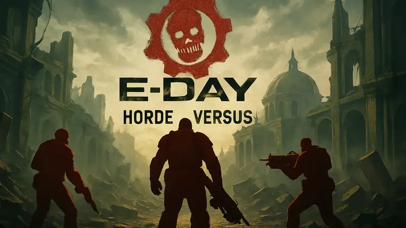 Логотип Gears of War E-Day с упоминанием режимов Horde и Versus