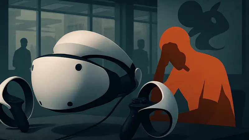 Гарнитура PlayStation VR2 с контроллерами, логотип Polyarc.