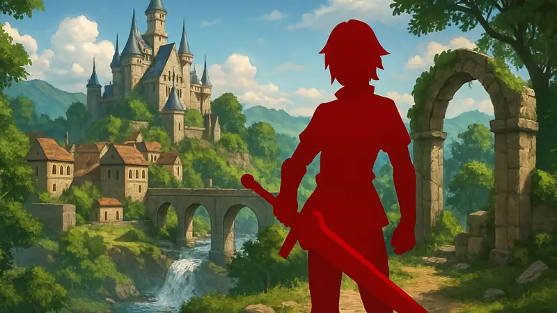 Обложка ранобэ Game Sekai Tensei Dankatsu с персонажем, оружием и фэнтезийным окружением.
