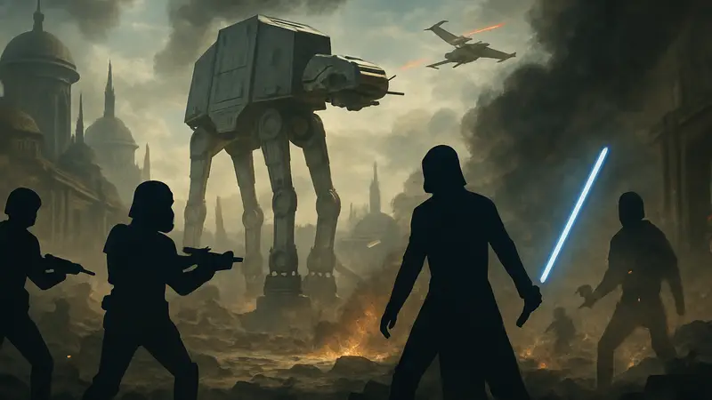 Игровой скриншот Star Wars Battlefront 2 с изображением битвы или персонажей.