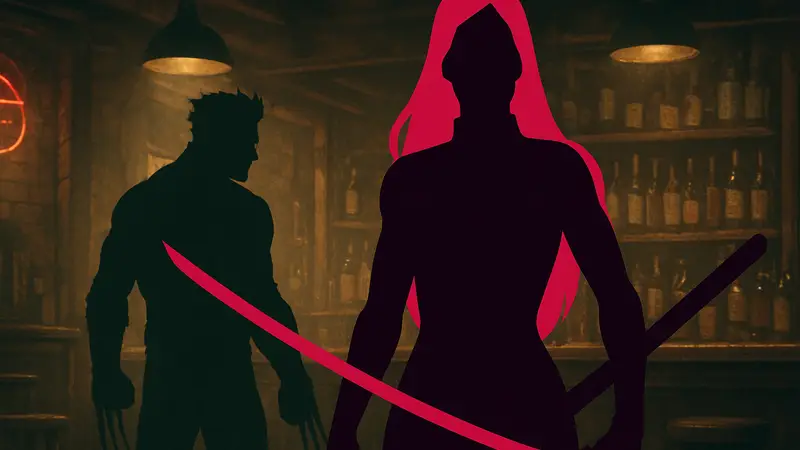 Леди Смертельный Удар из Marvel’s Wolverine на фоне Росомахи