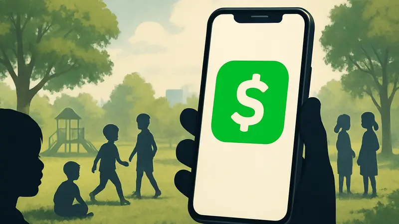 Логотип Cash App на смартфоне, представляющий финансовые услуги для детей 6-12 лет