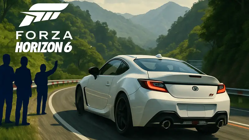 Автомобиль Toyota GR86 2022 года в гонке Forza Horizon 6 на трассе Hakone Nanamagari