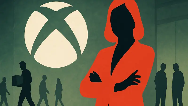 Аша Шарма, глава Xbox, на фоне логотипа Xbox, символизирующая увольнения и закрытия студий.