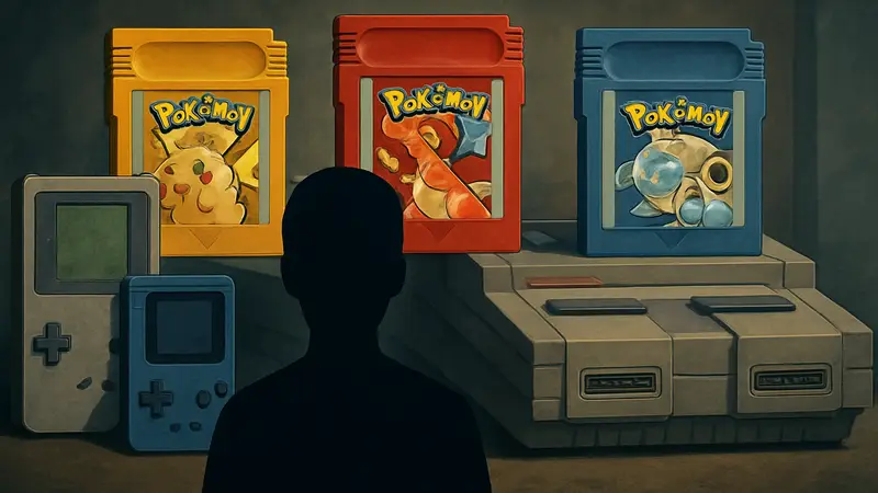 Старые игры Pokemon на винтажных консолях, символизирующие их недоступность на современных платформах.