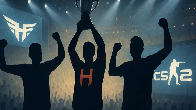 Команда HEROIC празднует победу на турнире DraculaN Season 5 по CS2.