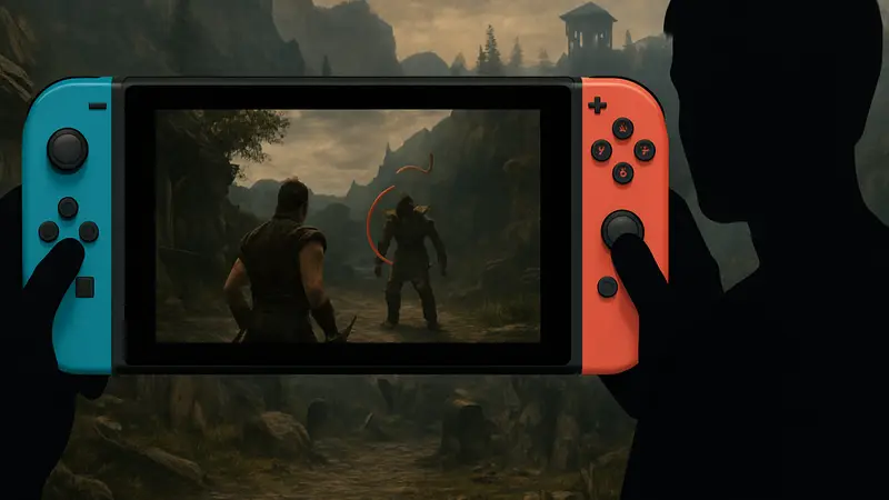 Скриншот Gothic Classic на Nintendo Switch с обновленным интерфейсом и захватом цели