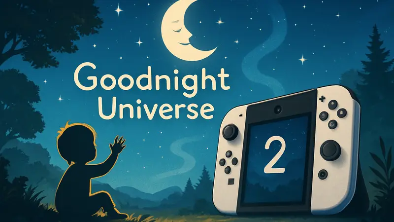Обложка игры Goodnight Universe с логотипом Nintendo Switch 2 и намеком на камеру.