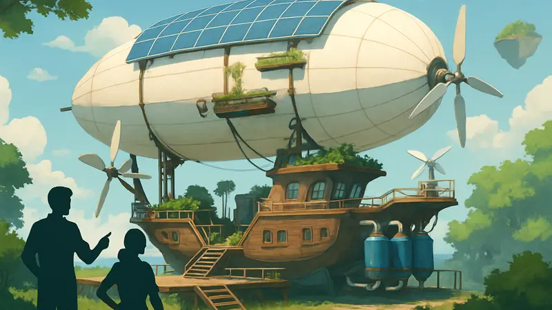 Улучшения дирижабля в Solarpunk: внешний вид и апгрейды воздушного судна
