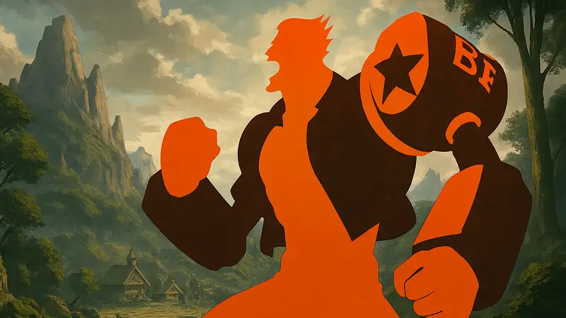 Фрэнки из аниме One Piece в своей боевой форме, демонстрирующий мощь и решимость.