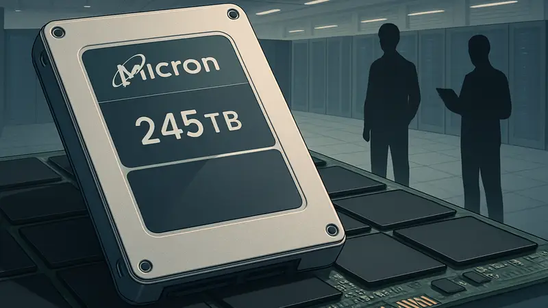 SSD Micron с емкостью 245 ТБ для центров обработки данных, вид сверху на чипы памяти