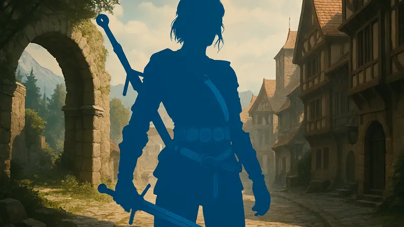 Косплеер Мария Анисова в образе Цири из игры The Witcher IV, с мечом и узнаваемыми деталями костюма.
