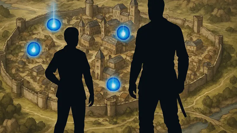 Карта города в Crimson Desert с отмеченными точками быстрого перемещения Abyss Nexus