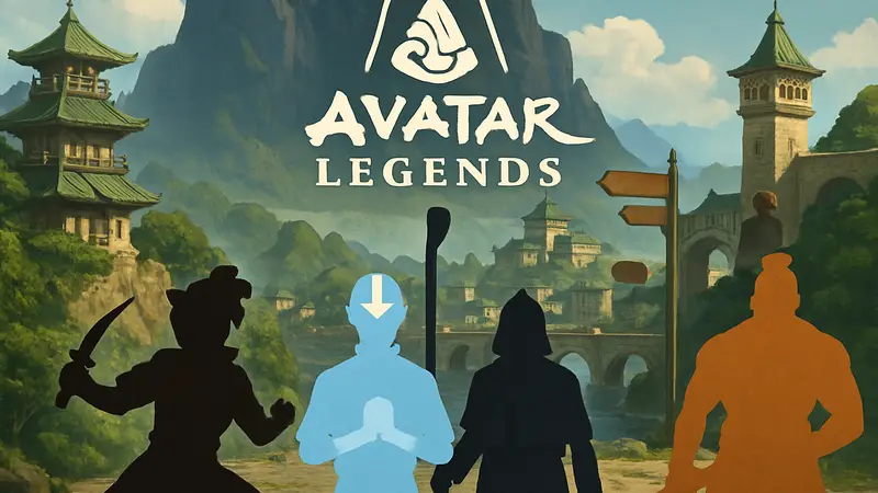 Обложка файтинга Avatar Legends с новыми персонажами и элементами дорожной карты развития.
