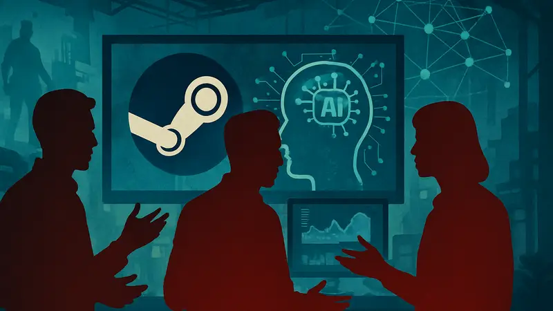 Разработчики игр обсуждают использование ИИ в индустрии, логотип Steam и технологии