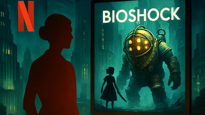 Логотип фильма BioShock от Netflix и обложка новой игры