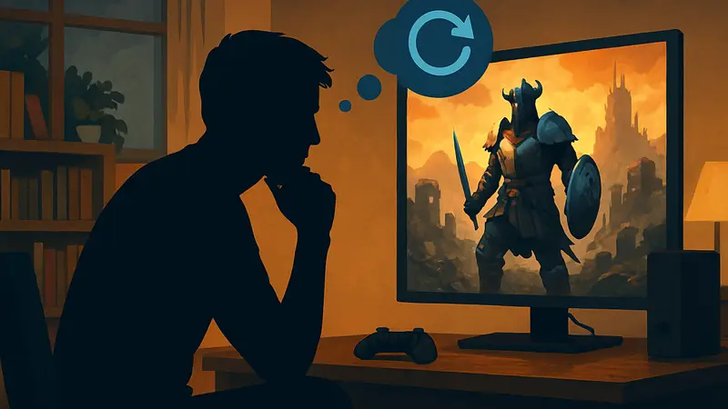 Геймер думает о перепрохождении 100-часовой RPG в режиме New Game Plus.