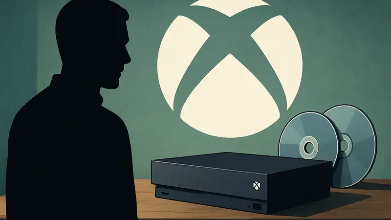 Концепт консоли Xbox Project Helix и физические диски на фоне логотипа Xbox