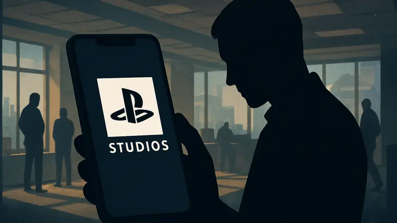 Логотип PlayStation Studios на фоне смартфона, символизирующий мобильные игры