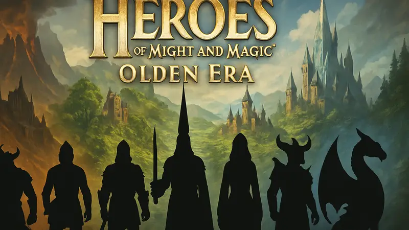 Логотип Heroes of Might and Magic: Olden Era с изображением различных фракций