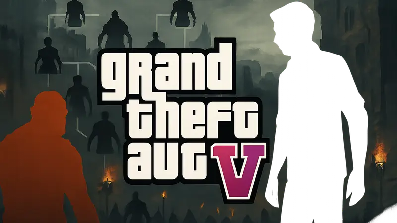Логотип GTA 6 на фоне системы Nemesis из Shadow of Mordor, символизирующий конфликт патентов.