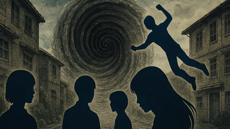 Изображение спирали или персонажей из аниме Uzumaki, символизирующее падение качества.