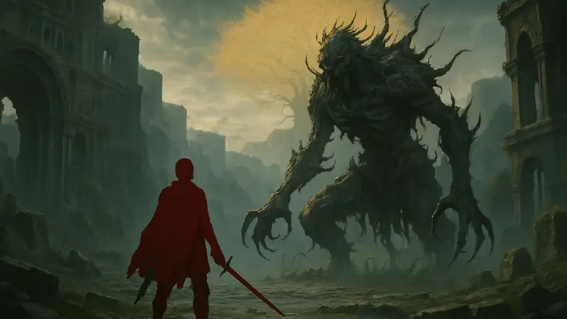 Кадр из Elden Ring: Shadow of the Erdtree с новым боссом или масштабной локацией, символизирующей эпичность дополнения.