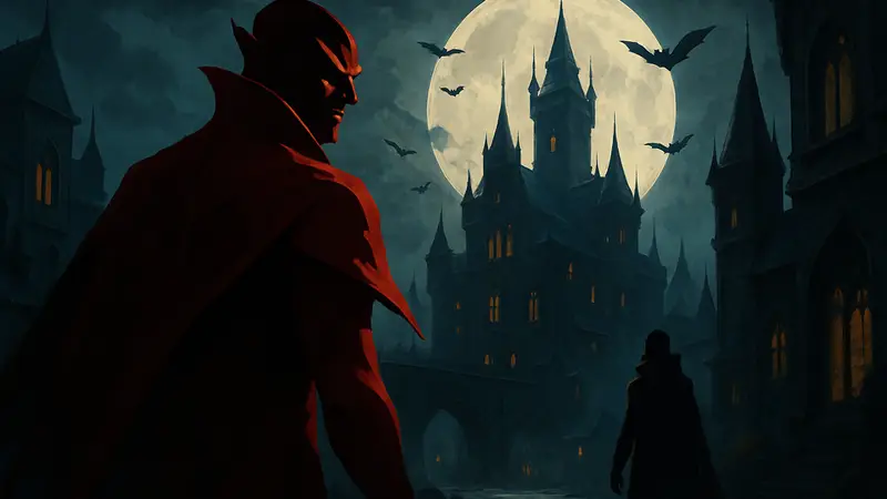 Концепт-арт или логотип игры Blood of Dawnwalker от бывших разработчиков CDPR, на фоне вампирской тематики