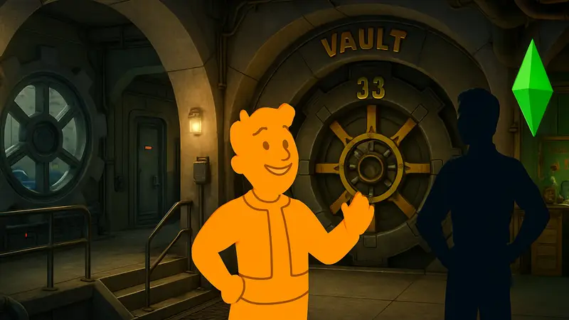 Детально воссозданное убежище Fallout из сериала Amazon в игре Sims 4.
