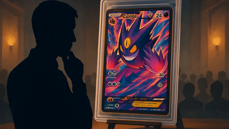 Редкая коллекционная карта Mega Gengar EX из Pokémon Ascended Heroes, оцениваемая в $1,000 на аукционе.