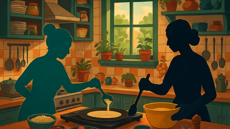 Игровой скриншот Dosa Divas: персонажи готовят еду на колоритной кухне