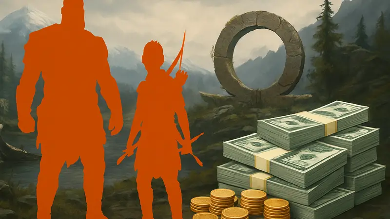 Изображение Кратоса и Атрея из игры God of War, символизирующее успех и высокие доходы серии.