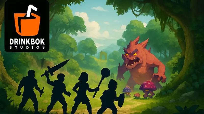 Логотип Drinkbox Studios и изображение новой кооперативной игры.