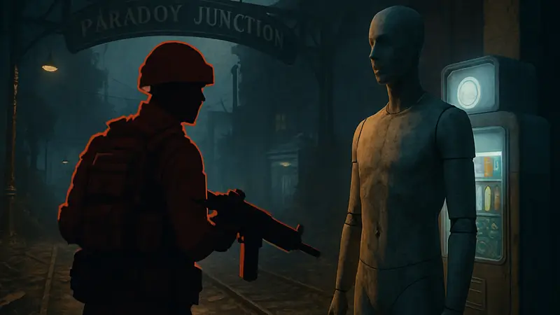 Игрок Black Ops 7 Zombies рядом с манекеном на Paradox Junction