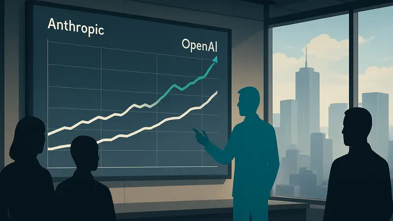 График сравнения количества бизнес-клиентов Anthropic и OpenAI, демонстрирующий рост Anthropic.