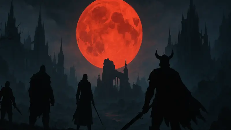 Логотип игры Crimson Moon: мрачное фэнтези от ProbablyMonsters, анонсированное на State of Play