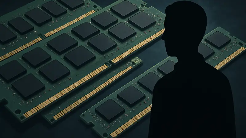 Модули оперативной памяти DRAM на тёмном фоне, с фокусом на чипах
