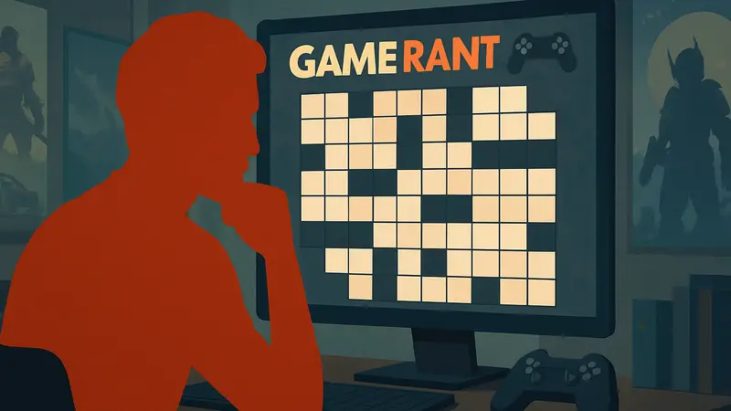 Игровой кроссворд на сайте Game Rant с ячейками для букв и логотипом портала с игровыми вопросами.