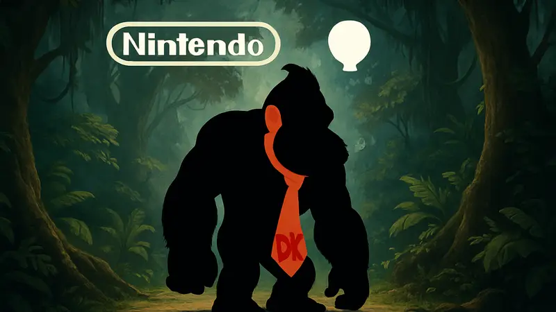 Донки Конг в анимационном стиле, логотипы Nintendo и Illumination