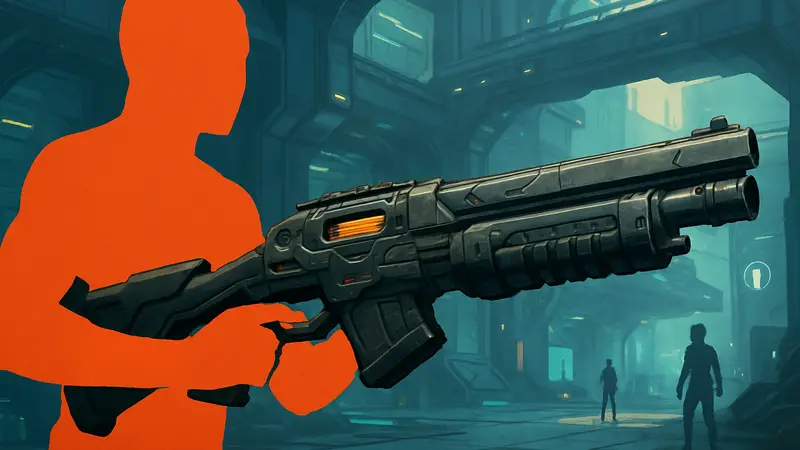 Дробовик WSTR из игры Marathon, демонстрирующий его дизайн и мощь перед вторым нерфом, на фоне футуристического окружения.