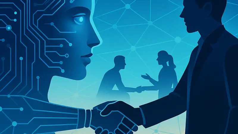 Изображение, символизирующее искусственный интеллект и совместную работу ИИ, логотип Humans&.