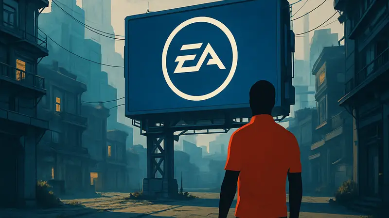 Виртуальный рекламный щит в игре, логотип EA