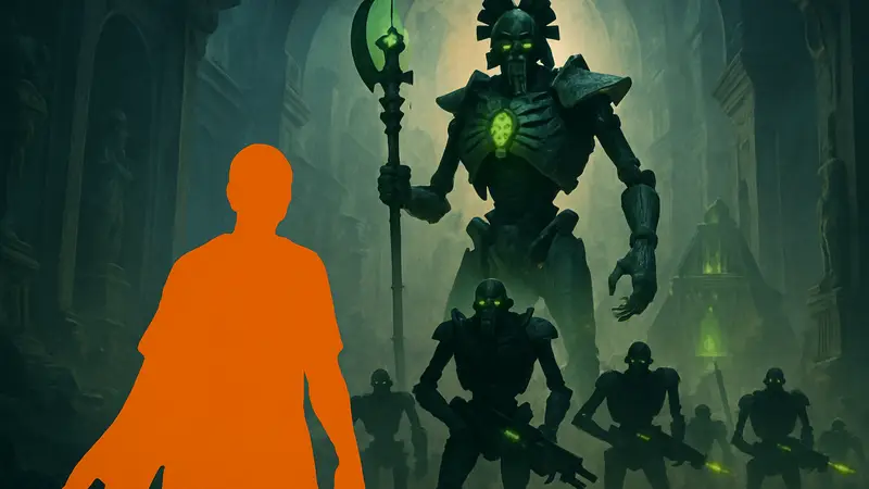 Тизер дополнения The Infinite Museion для Warhammer 40,000: Rogue Trader с изображением некронов.