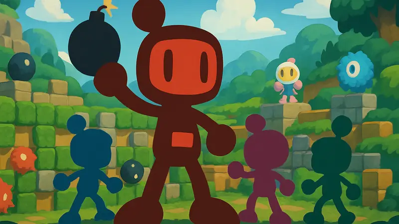 Обложка или скриншот Super Bomberman Collection, показывающий классических персонажей